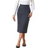 Allegra K Donna Gonna Tubino Aderente da Ufficio A Vita Alta in Tweed Scozzese Scozzese Blu Scuro XL