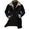 Generic Cappotto nero da uomo cappotti parka da uomo regali neri da uomo di grandi dimensioni imbottito invernale cerniera risvolto manica lunga giacca vintage ispessita cappotto vintage cappotto maschio