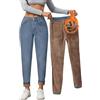 Minetom Jeans Donna Vita Alta Pantaloni Denim con Pile Interno Elasticizzati Skinny Fit Caldo Thermo Jeans Leggings C Blu M
