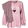 Generico Pigiama Donna Irge Caldo Cotone Interlock MI1915, 100% Made in Italy (IT, Testo, S, Regular, Regular, Rosa)