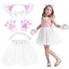 Bseical Costume Bambina Carnevale, Costume Gatto Bambino, Vestiti Carnevale Bambina, Costumi Animali da Maiale Orecchie, Gonna Tulle Bambina, Vestito da Elfo Rosa Pecora Bambini Accessori Gonna Festa Set (B)