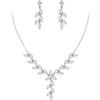 Clearine Sposa Set di Gioielli per Donna Damigella d'Onore Marquise Zirconia cubica Cluster Y-Shape Collana Orecchini