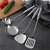 JXCBXJ 4 pezzi Set di Utensili da Cucina,spatola wok in acciaio inossidabile 304, mestolo, scolapasta e spatola,Lavabile in Lavastoviglie,per uso domestico, hotel, ristorante(Manico Rotondo)