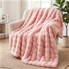 SHANNA Coperta Plaid Super Morbida Pile Peluche di Coniglio Caldo e Spesso 230 x 250 cm, 1000 g/m² Divano Coperta Fluffy di Alta Qualità, Versatile Coperta Matrimoniale per Camera da Letto Viaggi, Rosa
