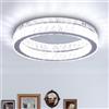 Finktonglan Plafoniera LED Cristallo Moderna Rotonda 45cm, 48W Bianco Freddo 6000K, Lampadario da Soffitto a Basso Profilo per Soggiorno, Sala da Pranzo, Camera da Letto, Cucina