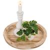 Hanobe - Vassoio porta candele in legno: vassoio rotondo decorativo per candele, centrotavola in legno rustico, per Natale, matrimonio, Halloween, decorazione per la casa, colore bruciato chiaro