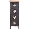 Rebecca Mobili RE4560 Cassettiera Comodino 4 Cassetti Legno Paulownia Grigio Shabby Camera Bagno Ingresso, 71x25x25 cm - Art. RE4560