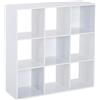 HOMCOM Libreria Bianca per Casa e Ufficio, Scaffale dal Design Moderno con 9 Scomparti in Legno, 91x29.5x91cm