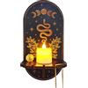 TITA-DONG Mensola Fox in Legno per Cristalli, Mensole Nere con Candela LED Mensole Boho Rustico, Espositore in Cristallo Montato a Parete, Mensole Galleggianti Sospese in Legno per Porta Cristalli,(serpente)