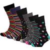 GM Apparel 6 paia di calzini da uomo in bambù, non elastici, antibatterici, morbidi, comodi, traspiranti, benessere, delicati sulla pelle, da indossare tutti i giorni, luminosi e colorati, Design 5 ,
