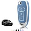 ontto Cover Guscio per Chiave Telecomando Auto Adatto per Ford Fusion Mustang Explorer F150 F250 Ranger Mondeo Accessori Coprichiave in Metallo Pelle Custodia Protezione Portachiavi 4 Tasti-Bianca
