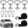 LPZMPZ Set di 10 occhielli per fissaggio del carico, in acciaio inox con 4 moschettoni, 2 cinghie corte, compatibili per VW T5/T6/T6.1 Bully Multivan California Beach Caravelle