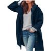 Beokeuioe Cappotto di lana con cappuccio da donna - Trench da donna lungo cappotto invernale elegante giacca da mezza stagione oversize, giacca casual invernale calda giacca casual, verde scuro, XXL