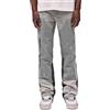 FYCYGG Flared Jeans Uomo, Pantaloni in Denim Streetwear Y2K con Disegno a Spruzzo d'inchiostro, Patchwork e Tasche, Pantaloni per Il Tempo Libero Bootcut Baggy in Stile Cowboy Hip Hop(Light Grey,S)