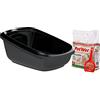 PeeWee XXL Toilette per Gatti EcoGranda lettiera Aperta per Gatti dal Sistema autopulente con Pala e 3 kg. Pellet di Legno, Colore:Nero