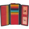 VISCONTI portafoglio di pelle da donna a piegatura doppia Rainbow Multicolore XL Purse (RB78) - (Nero)