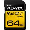 ADATA ASDX64GUII3CL10-C SDXC Class 10 UHS-II U3 V90, Nero