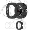 Haofun 2 + 3 Pezzi Cover Protettiva per Samsung Galaxy Watch Ultra, 2 Custodie Protettive Rigide per PC e 3 Pellicole Protettive per Schermo Temprate HD - Nero + Trasparente