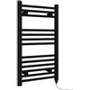 Valdern Scaldasalviette elettrico nero opaco, 400 mm (larghezza) x 700 mm (altezza) - 150 W - scaldasalviette elettrico preriempito nero per bagno