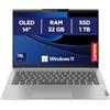 Lenovo IdeaPad Slim 5 Notebook 14 Display WUXGA (1920x1200) OLED, Intel Core Ultra 7 155H, Grafica Integrata, RAM 32GB, 1TB SSD, Windows 11 Home - Cloud Grey