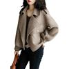 Goolecrimp Cappotto Corto di Lana da Donna Tendenza della Moda Cappotto Casual con Risvolto Sciolto Autunno e Inverno Elegante Ufficio Business Giacca a Vento con Bottone a Maniche Lunghe (Colore 1,M)