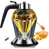 Otufan Dosatore Miele Con Supporto, Dispenser Miele Da 200 Ml, Zuccheriera in Vetro a Spinta, Barattolo per La Distribuzione Del Miele in Vetro Acrilico Trasparente Con Diamanti per La Cucina Del Ristorante