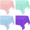 PTECDROTS 4 tovaglie a forma di sirena, colori assortiti, blu, viola, rosa, rettangolari, per matrimonio, oceano, sotto il mare, baby shower, accessori per feste, 130 x 220 cm