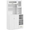 HOMCOM Mobile Dispensa con Portabottiglie, Armadietti, Ripiani e Cassetto, in Truciolato e Legno, 100x38x172 cm, Bianco|Aosom