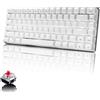 AJAZZ Tastiera Meccanica da Computer Gaming, USB Cablata 82 Tasti Anti-Ghosting Tastiera Gioco Bianco Illuminata Backlit, Mechanical Keyboard Compatta Ergonomica, Interruttore Rosso, Bianco