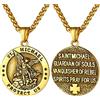 Bandmax San Michele Vintage Collana Uomo Acciaio, 56+5 cm Catena Collane Portafortuna, Scudo/Rotondo/Croce Collana Uomo, Argento/Nero/Oro Collana per Uomo Ragazzo, Regalo Natale Compleanno per Lui