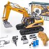 PENGBU RC Escavatore Telecomandato 3 in 1 da 6-10 Anni, 1:14 RC in Metallo Con Batteria e Caricatore - Regalo di Compleanno