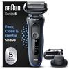 Braun Series 5 Rasoio Elettrico Barba A Lamina Senza Fili, Regolabarba Uomo, Rifinitore Di Precisione Ed Effetto Barba Incolta EasyClick, EasyClean, Wet&Dry, Ricaricabile, Idea Regalo, 51-B1820s Blu