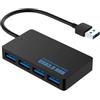 Ociodual Hub USB 3.0 4 Porte Nero SuperSpeed SS 5 Gbps Multiporta LED Indicatore Trasmissione Dati Alta Velocità per PC Laptop