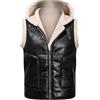 Gefomuofe Gilet da uomo in pelle, imbottito in peluche, comodo, unisex, per attività all'aria aperta, con cappuccio e colletto alto, leggero, con tasche, casual, in pile, alla moda, per attività all'aria