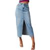 Onsoyours Gonna di Jeans da Donna Lunga Casual Gonna a Vita Alta con Orlo a Spacco in Tinta Unita Y2K Vintage Gonna di Denim Primavera Estate Streetwear B Azzurro M