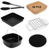 Cunbayi Set di 6 accessori per friggitrice ad aria calda per COSORI, Philips, Tefal & Cecotec Airfryer XXL, senza BPA, 6 pezzi, nero, 5,5 l, acciaio inossidabile e silicone, 6 pezzi