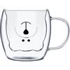 Xzeemo Carina Tazza di Caffè con Manico, 250ml Tazza Latte, Tazza da Tè in Vetro Isolante a Doppia Parete, Simpatico Tazza di Vetro a Forma di Orso/Gatto, Regalo per Compleanno San Valentino (Orso)