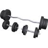 Gorilla Sports® Set Bilanciere e Manubri - 70kg, Barra Curva Ez 120cm, 2 Barre Manubrio, 30mm, 6 Chiusure a Vite/Molla, Dischi Rivestiti in Plastica - Set Bilanciere Curvo, Pesi Palestra, Piastre
