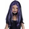 Parrucca Strega nera con fili viola per Bambine
