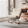 DGCZYXGL Poltrona a dondolo, sedia a dondolo con gambe in metallo in legno, sedia da lettura, poltrona salotto confortevole, poltrona relax, sedia a dondolo imbottita, (Beige+Grigio-C)