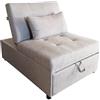 MAKA change your life quality MAKA Poltrona Letto Singolo con Materasso, Divano Letto Singolo Reclinabile Salvaspazio con Cuscino Sfoderabile, Divano Letto 1 Posto in Tessuto con Chaise Longue Regolabile 191x79x90 cm (Cachi)