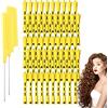 CZAYEFNH 50 PCS Bigodini per Capelli Rullo, 2 pettine a coda di topo in acciaio inossidabile, Capelli In Plastica Canne Lunghe,Con Elastico In Gomma Bigodini Per Aste Permanenti (0,28 Pollici, Giallo)