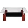 Dmora Tavolino da caffè moderno, piano in vetro temperato, Tavolino da salotto con ripiano, cm 110x60h45, colore Marrone