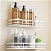 Saffruff 2 Ripiani Doccia Senza Foratura, Bianco, 2 Pezzi, Per Doccia, Bagno, Mensola Da Bagno, Supporto Per Shampoo, Con 2 Superfici Adesive