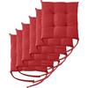 Il Tuo Artigiano Design Set 4 o 6 Cuscini per Sedie da Cucina Made in Italy - Cuscini Sedie Cucina set da 6 40x40 cm spessore 6 cm - Imbottiture in Spugna e Soffice acrilico (6, Rosso)