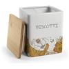 MECSAL CASALINGHI Barattolo Biscottiera, Porta Biscotti, Contenitore Cucina, in Ceramica Quadrato Rotondo, Tappo in Legno, bianco (1, QUADRATO LUX)