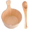 Generico Secchio per sauna in cedro - Secchio per sauna in legno | Kit secchio e mestolo | Secchio d'acqua per sauna | per acqua a vapore per sauna | Secchio da 4 l con manico da bagno per