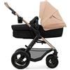 kk Kinderkraft Kinderkraft MOOV 2 Sistema modulare 4 in 1 fino 26 kg, con Ovetto I-SIZE 40-75 cm, MINK FX, Carrozzina reversibile fronte mamma e strada, Schienale regolabile, Ruote gonfiabili, Beige