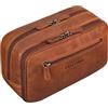 STILORD 'Voyager' Vintage Beauty Case Donna Uomo Pelle Grande Porta Trucchi Vera Cuoio Pochette Trucchi come Accessori da Viaggio e Makeup Bag, Colore:kara - cognac