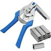 Easy Media Pinza + 1200 graffette ad anello a forma di M per fissaggio reti, recinzioni, gabbie per animali domestici